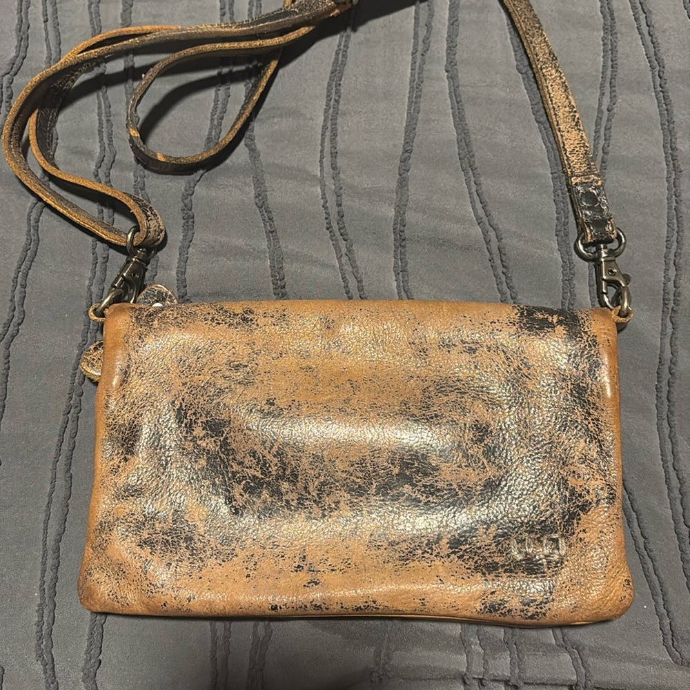 Bed Stu Distressed Brown and Black Leather Bag